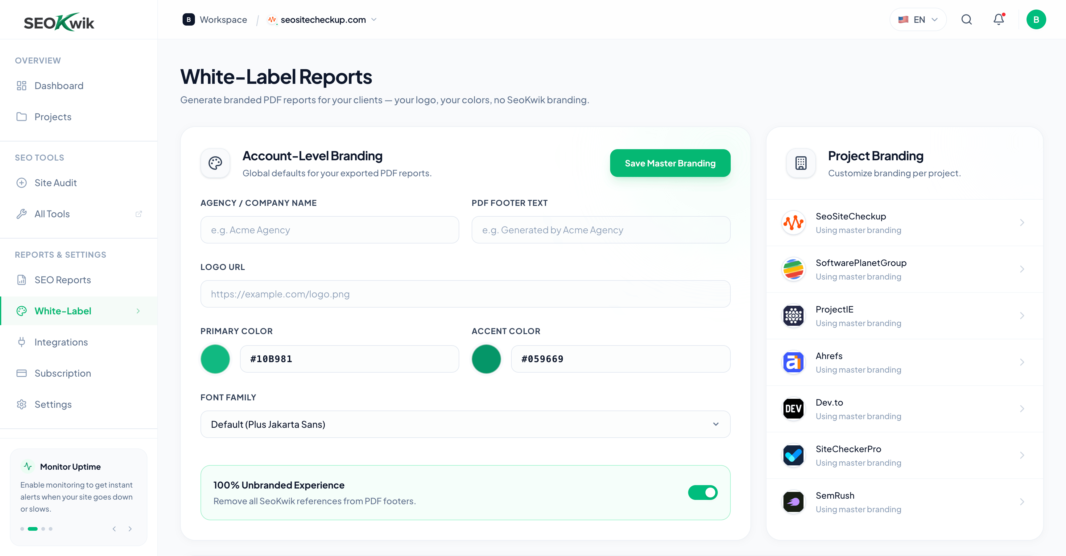 White-Label Dashboard Placeholder